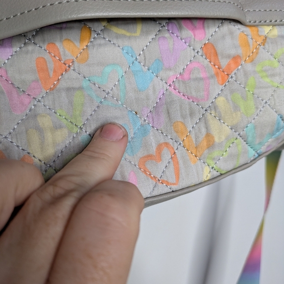 Luv Betsey Betsey Johnson Grey Rainbow Quilted Weekender Bag W Trolley Sleeve - Picture 6 of 15